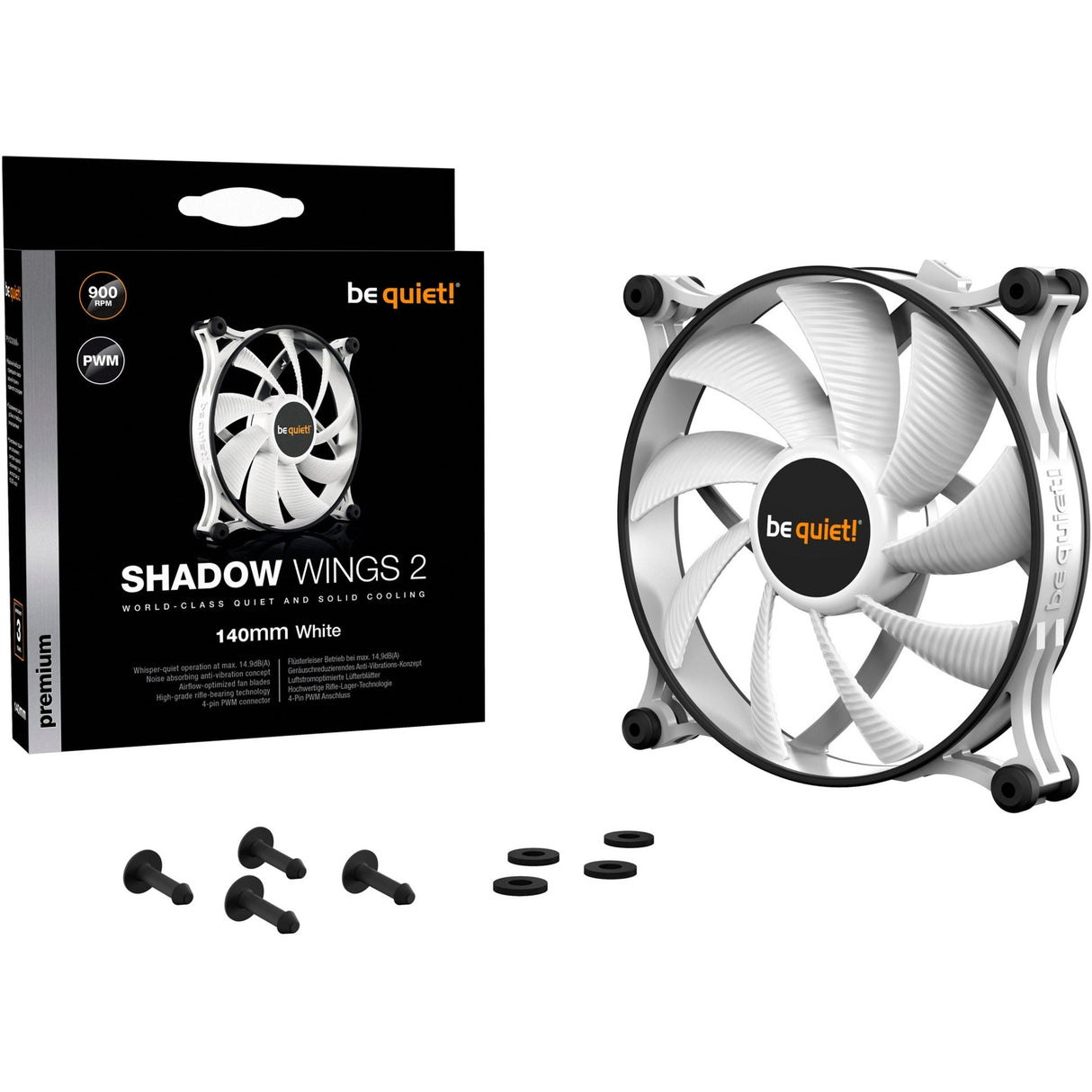 be quiet! Shadow Wings 2 PWM White 140mm case fan (White) Be quiet