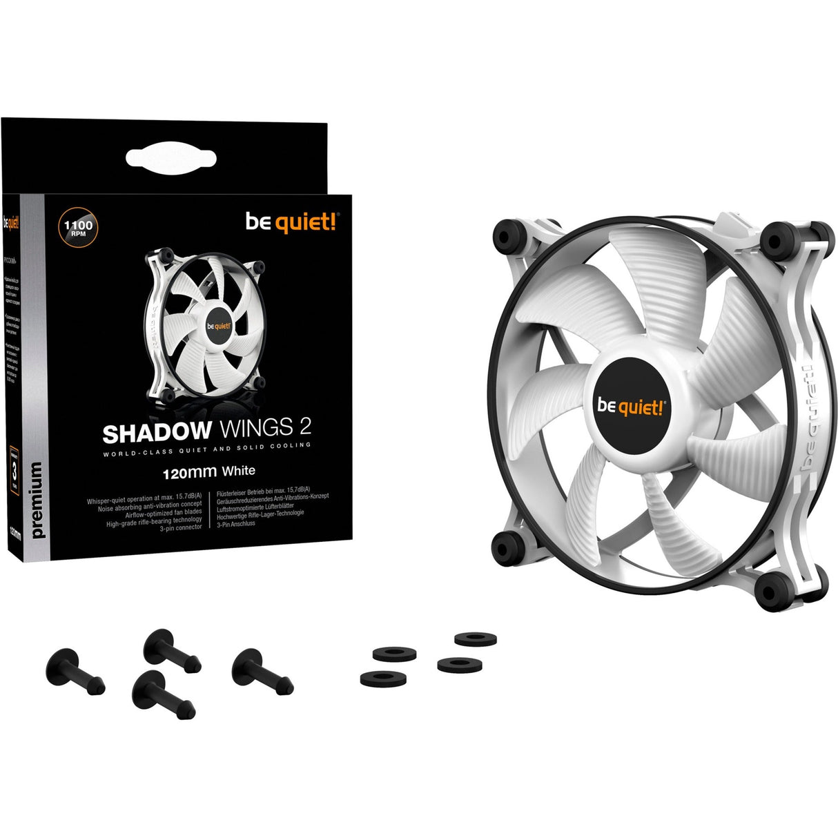 be quiet! Shadow Wings 2 White 120mm case fan (White) Be quiet