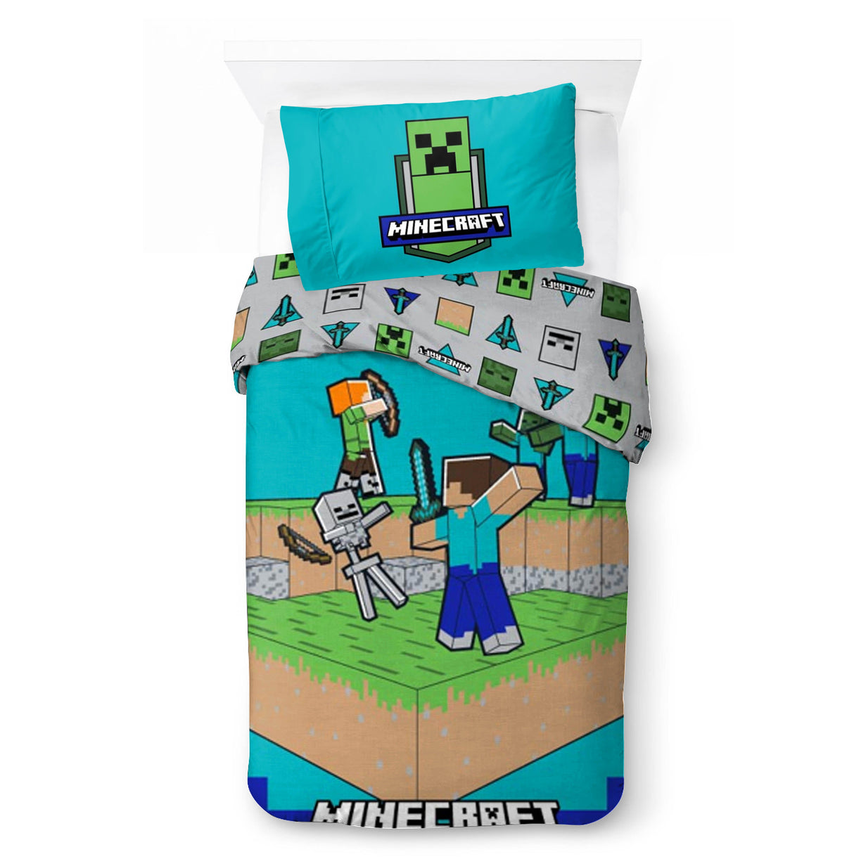 Bed Linen - Adult Size 140 x 200 cm - Minecraft The fight is on (1029658) BrandMac