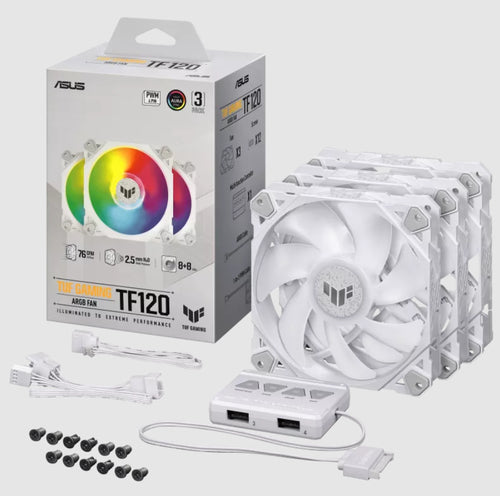 ASUS TUF Gaming TF120 ARGB case fan White Edition 3IN1 – kabinetblæser – Hvid – 3-pak
