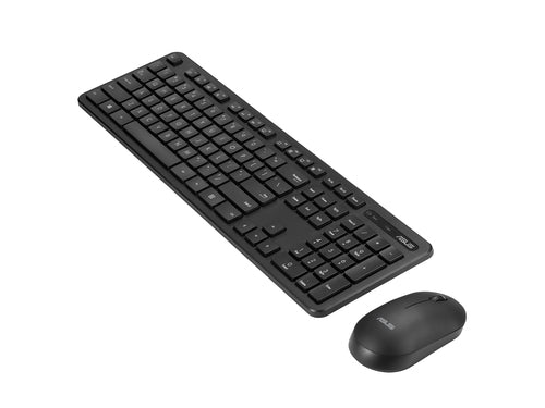 ASUS CW100 – trådløst tastatur og mus, US-engelsk, sort – tastatur og mus skråt ovenfra