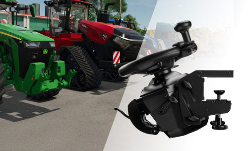 Thrustmaster T128-P SimTask Farming Pack – PS5 og PC – anvendelsesillustration med traktor