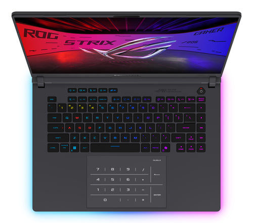 ASUS ROG Strix G16 G615JMR-DICRV235W – taster og arbejdsflade set ovenfra