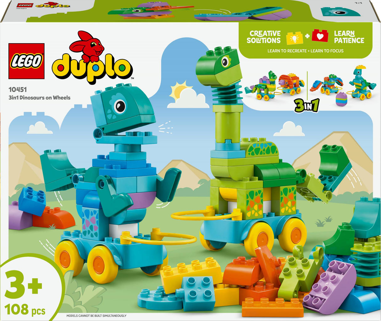 LEGO 10451 DUPLO Town Dinosaurs on Wheels 3-in-1 Set, Construction Toy LEGO