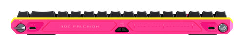 ASUS ROG Falchion Ace HFX ZywOo Edition – detalje af tilslutninger (vinkel 2); tastaturlayout illustrativt