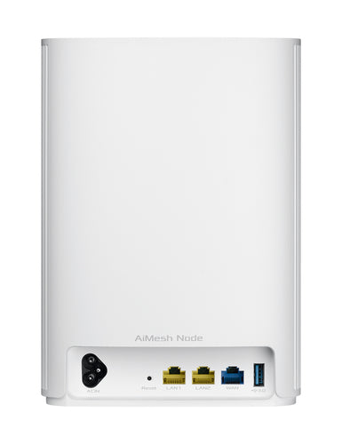 ASUS ZenWiFi AX Hybrid XP4 – routerens bagside med netværksporte og USB