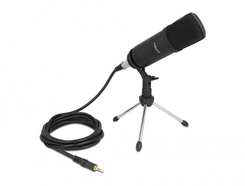 Professionelles Computer Podcasting Mikrofon mit XLR Anschluss und 3 Pin Klinkenstecker + Adapterkabel für Smartphone und Tablet DeLOCK