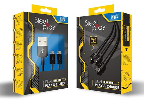 Steelplay Dual Play & Charge – 3 m kabel til PS4-controllere – pakkeoversigt