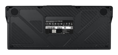 ASUS ROG Azoth Extreme – indvendig opbygning eller underside (vinkel 2); tastaturlayout illustrativt
