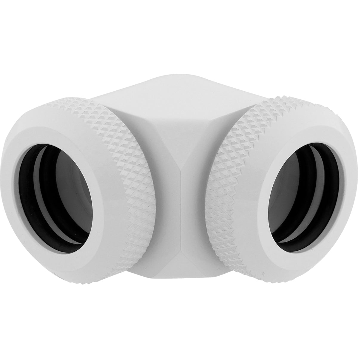 CORSAIR Hydro X Series XF Hardline 90° 12mm OD Vinklet fitting til flydende kølesystem 2-pack Hvid