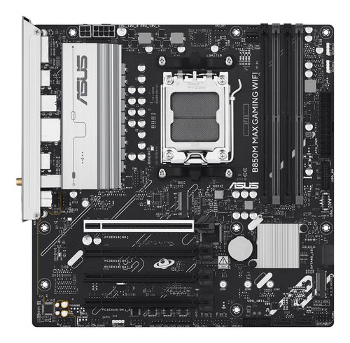 ASUS B850M MAX GAMING WIFI – processor- og RAM-sokler set ovenfra