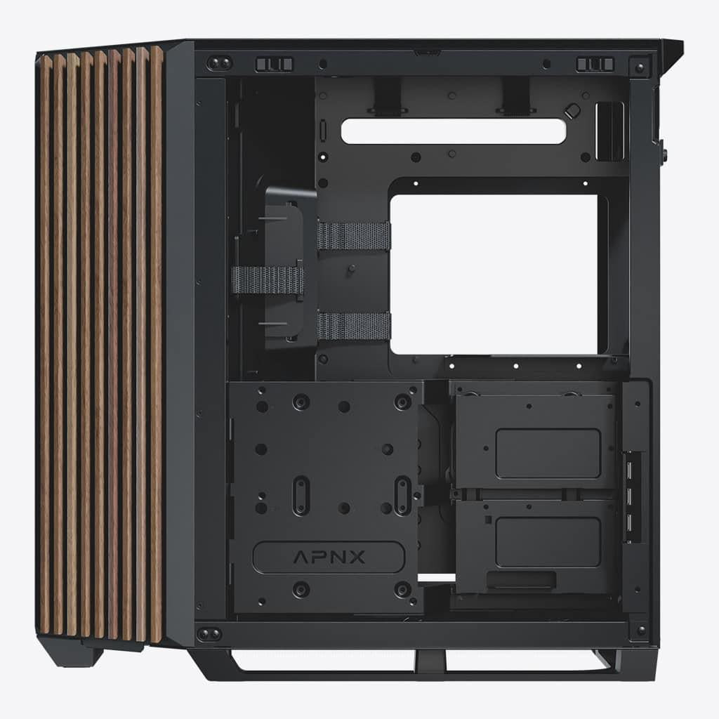 APNX V1, Midi-Tower, ATX, Tempered Glass - Wood, black Aerocool Advanced Technologies Co., LTD (APNX)