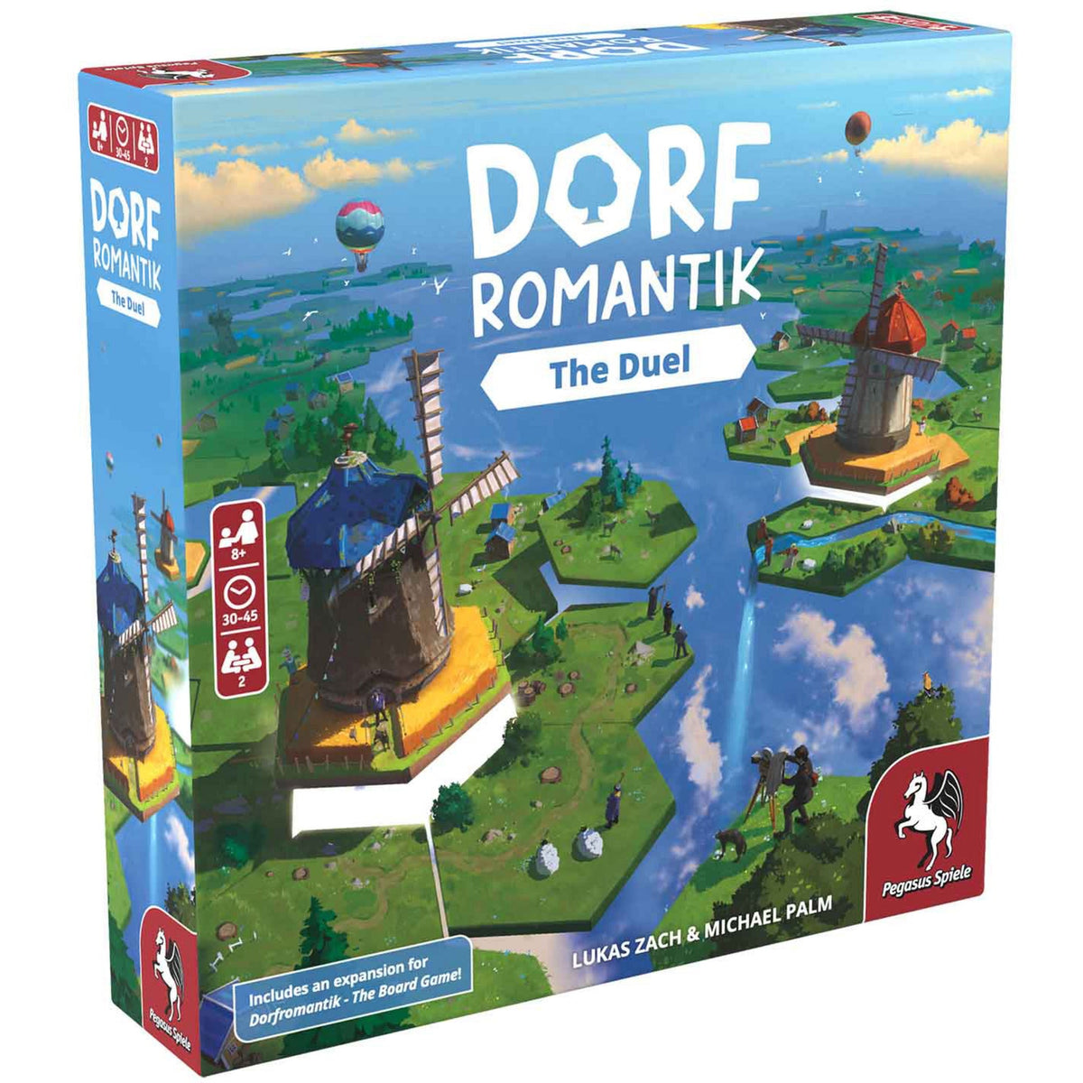 Dorfromantik: The Duel – engelsk brætspil, æske set skråt forfra