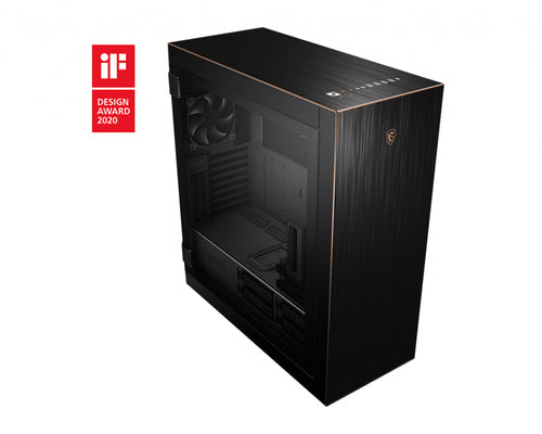 MSI MPG SEKIRA 500G – sort PC-kabinet – sort kabinet med prislogo på billedet