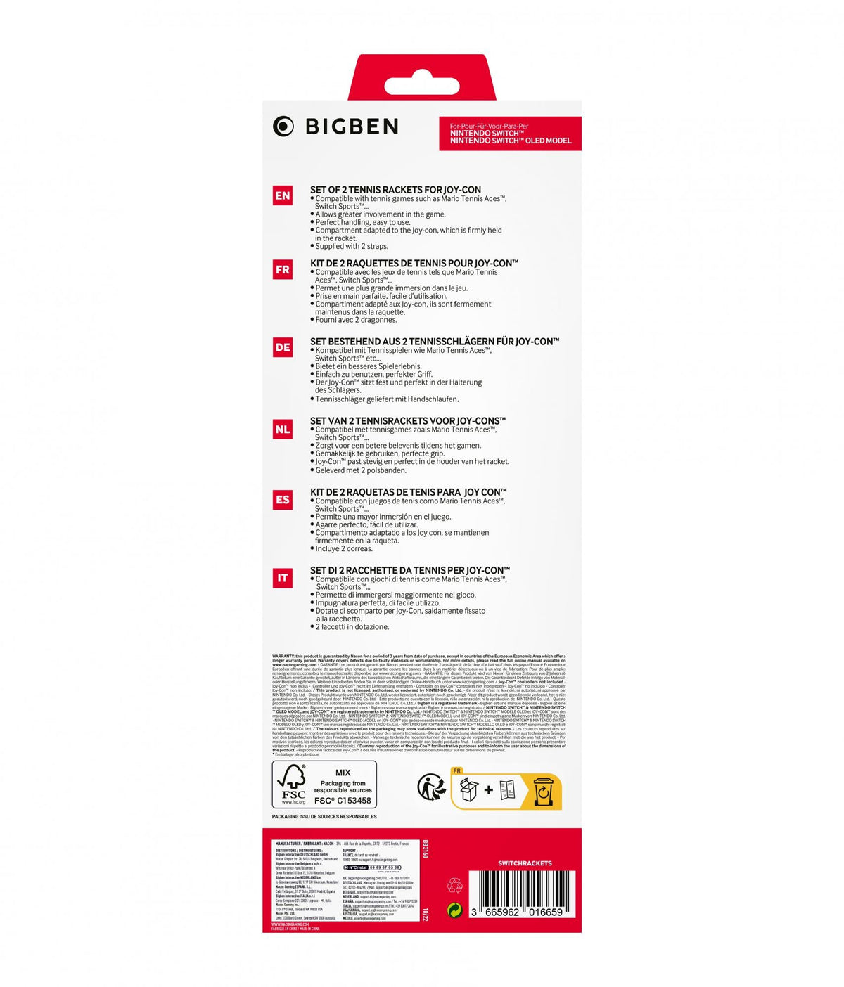 Big Ben Racket For Joy-Con (Red - Blue) /Nintendo Switch Nacon