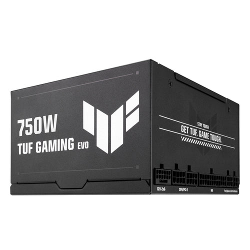 ASUS TUF Gaming 750W Gold EVO – side og modulære kabelstik set skråt