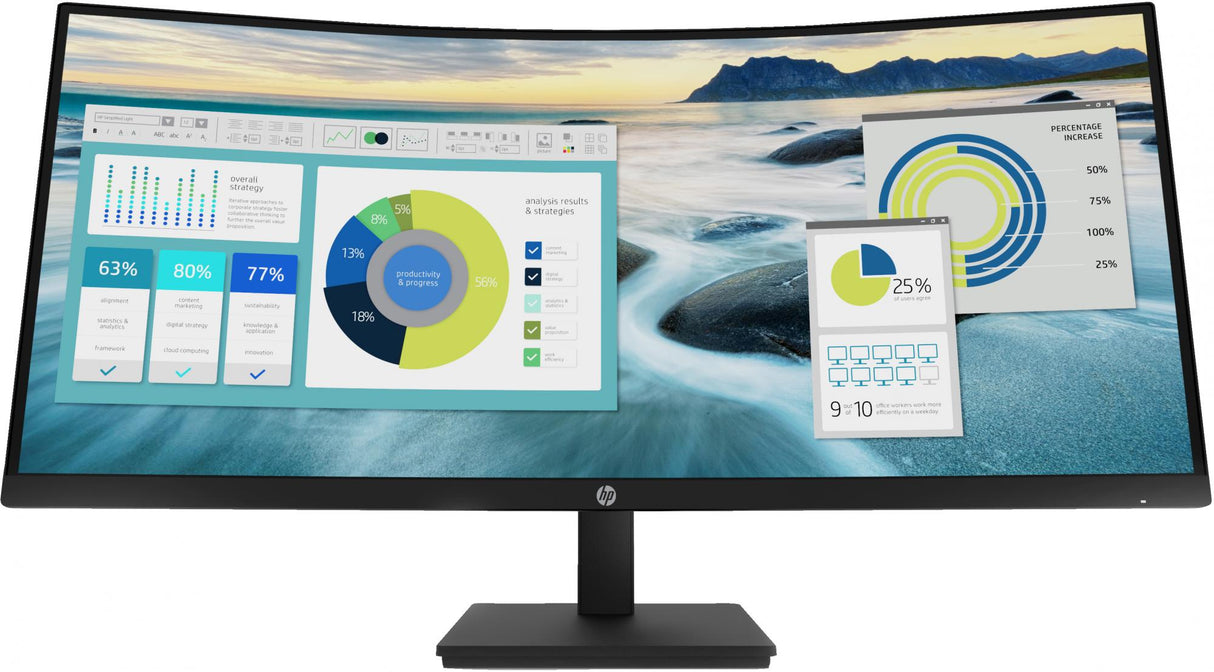 HP P34hc G4 34 3440 x 1440 (UltraWide) HDMI DisplayPort USB-C 60Hz Dockingskærm Hewlett-Packard
