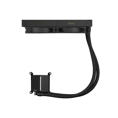 ASUS ProArt LC 240 – radiator, slanger og pumpeblok set fra siden