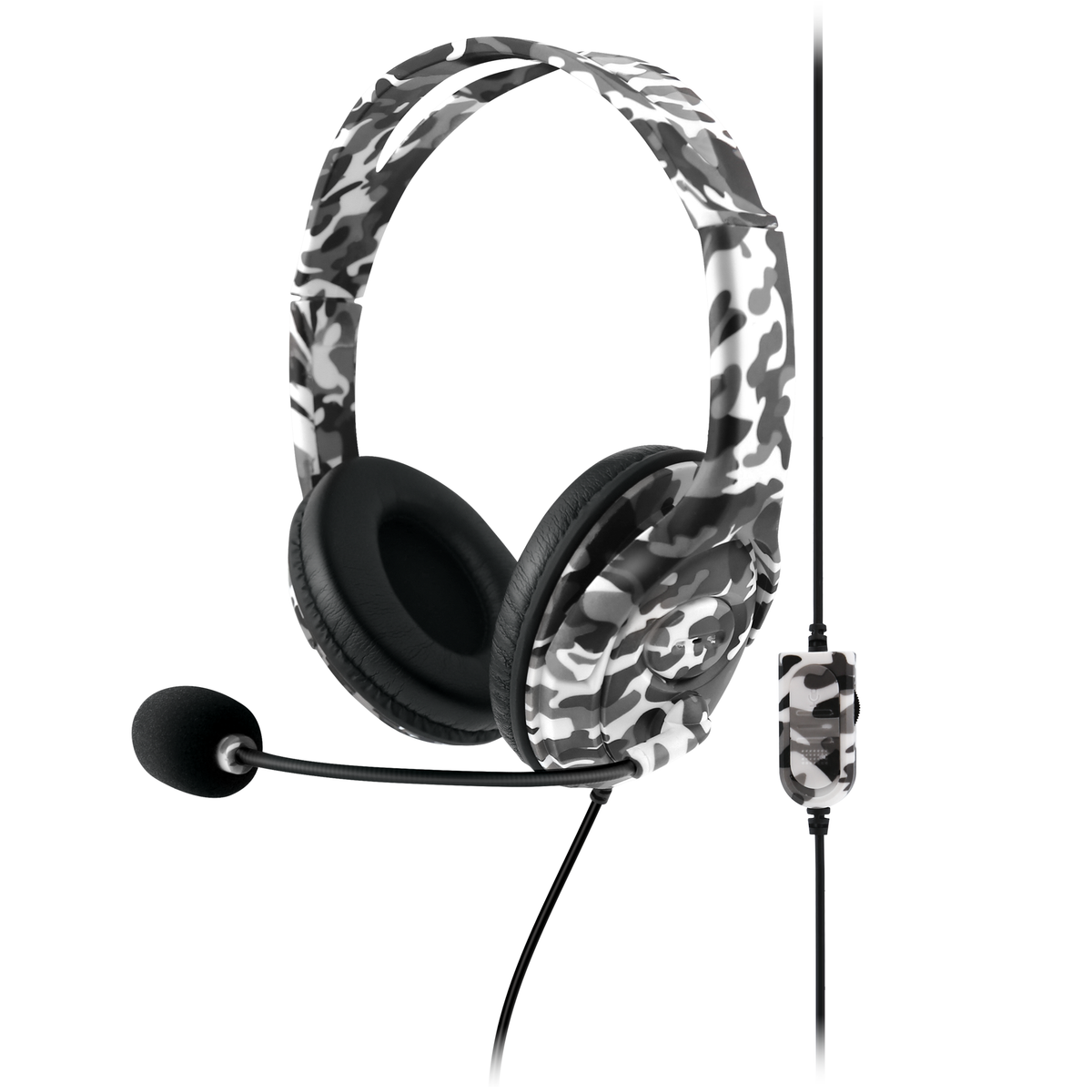 Nyko NU-3500 – kablet gamingheadset i Arctic Camo – produktbillede med mikrofon