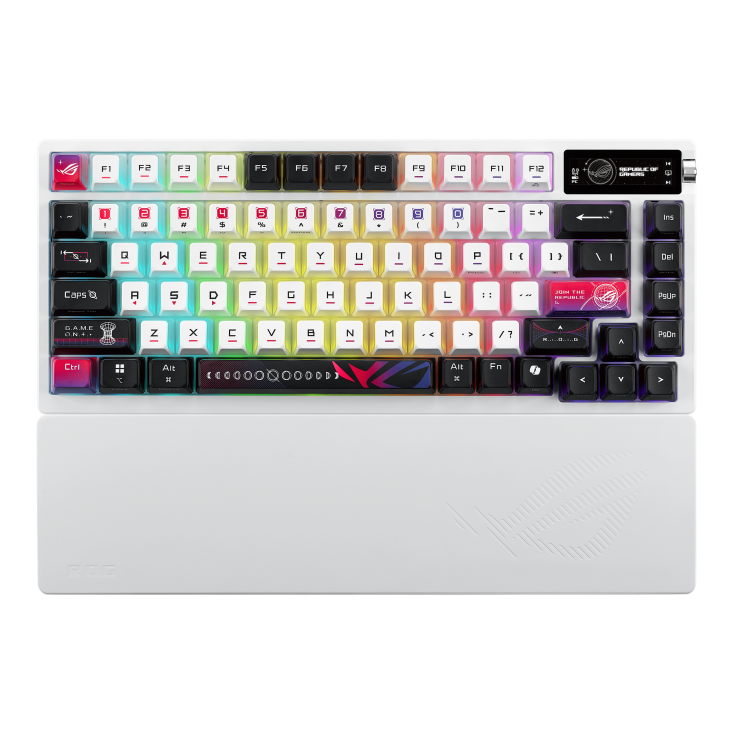 ASUS ROG Azoth X – Nordic – Hvid – tastatur set forfra