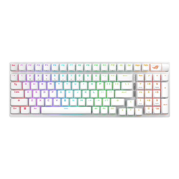 ASUS ROG Strix Scope II 96 Wireless – Fransk AZERTY – Hvid – tastatur set forfra