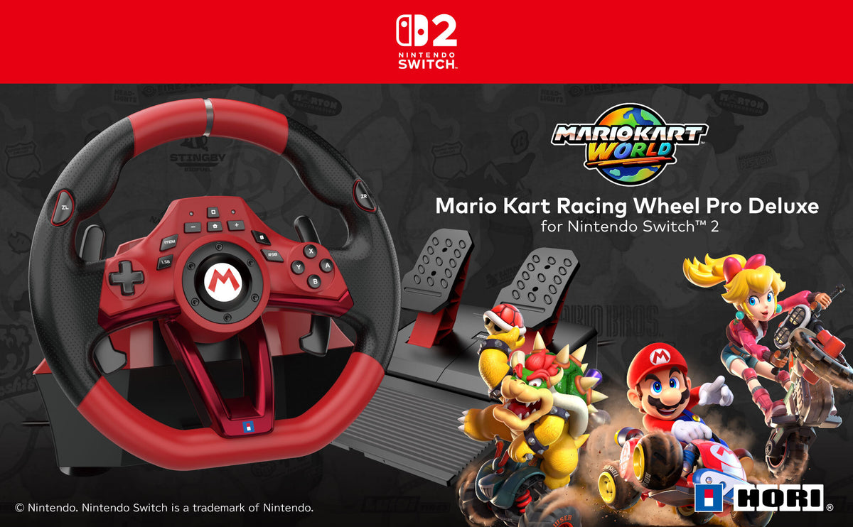 Producentens temabillede – HORI Mario Kart Racing Wheel Pro Deluxe – rat og pedaler – Switch 2