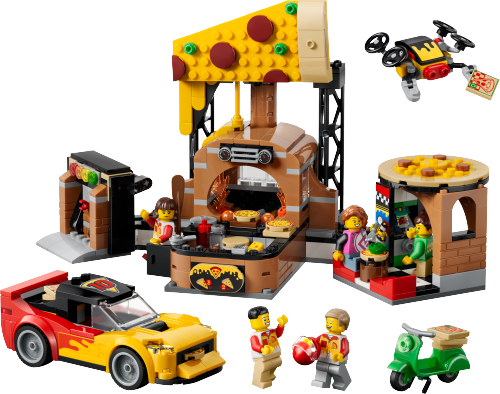LEGO City Pizzeria med udbringningsfartøjer