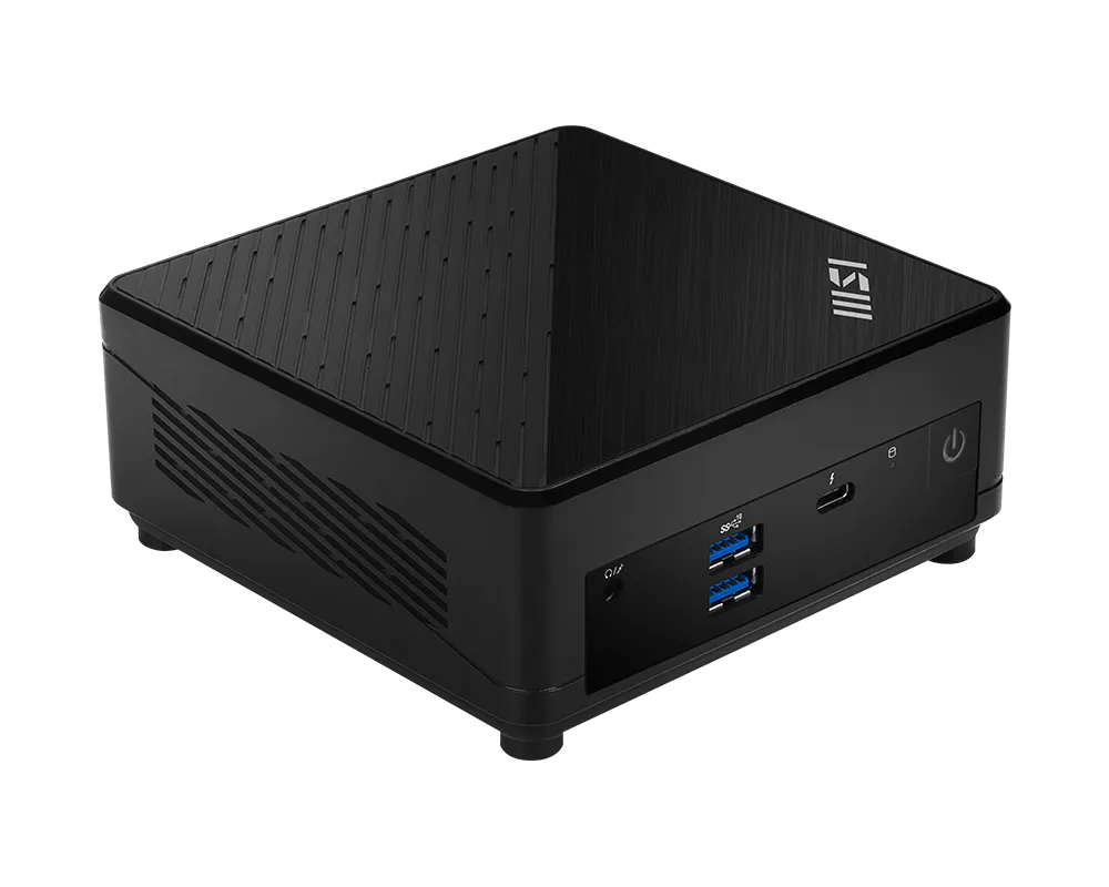 MSI Cubi 5 1M-469BDE – barebone, Intel Core 5 120U – Sort mini-PC set skråt forfra