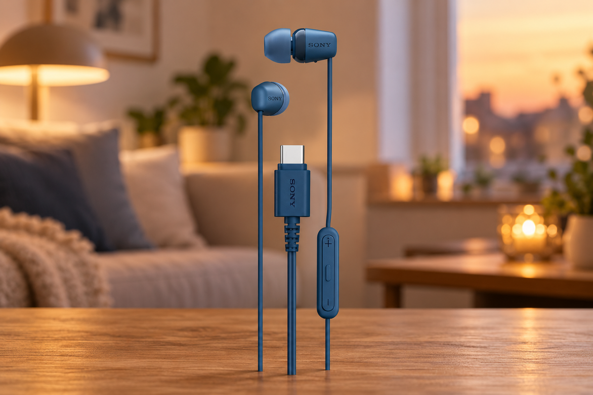 Sony IER-EX15C – øretelefoner med USB-C – blå – stemningsbillede
