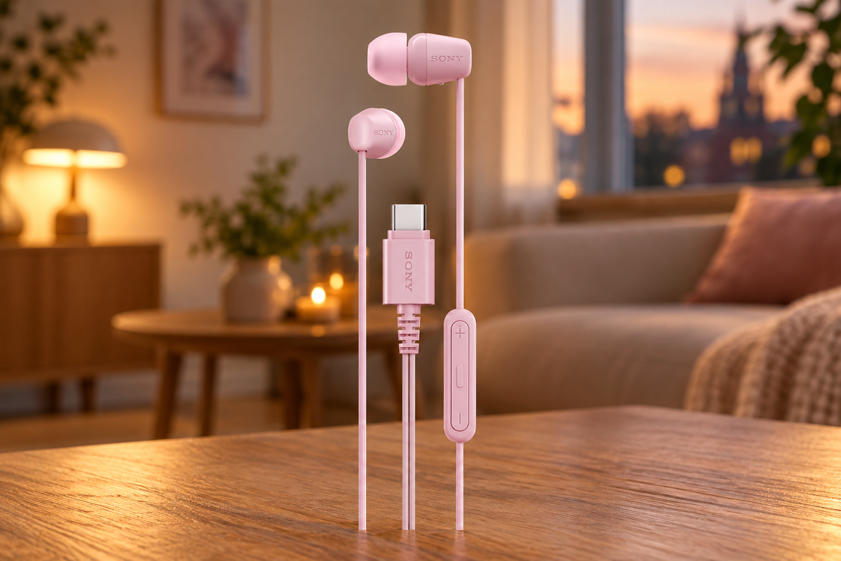 Sony IER-EX15C – øretelefoner med USB-C – lyserød – stemningsbillede