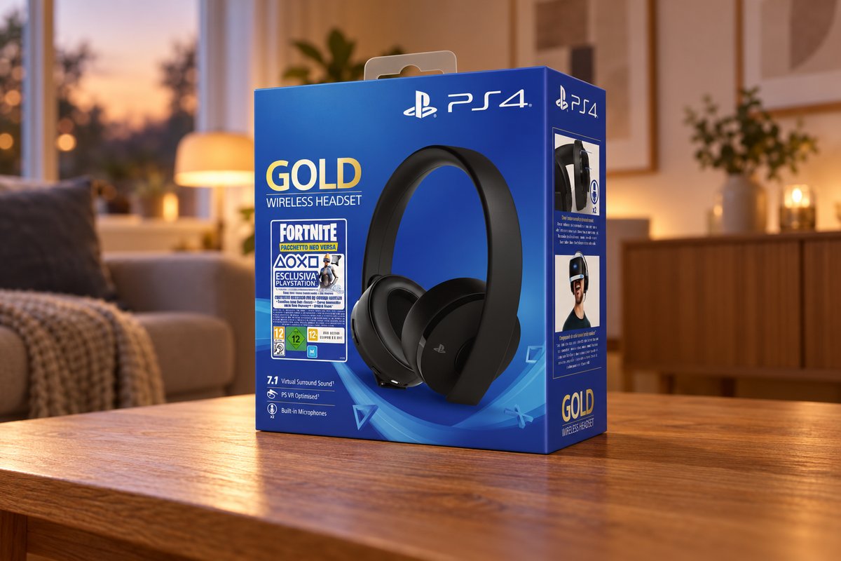 Sony Gold Wireless Headset – trådløst gaming-headset – sort – Fortnite-bundle (kode udløbet) – stemningsbillede