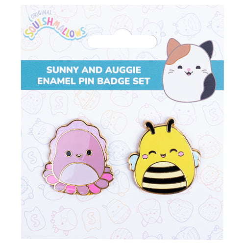 Squishmallows - Pin Badges x 2 Sunny & Auggie - Vibrant Squishmallows