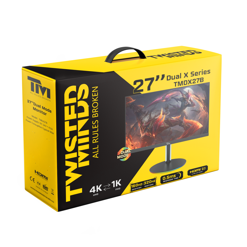 TWISTED MINDS 27” 2K/4K Gaming Skærm – 4K 160Hz / Full HD 360Hz