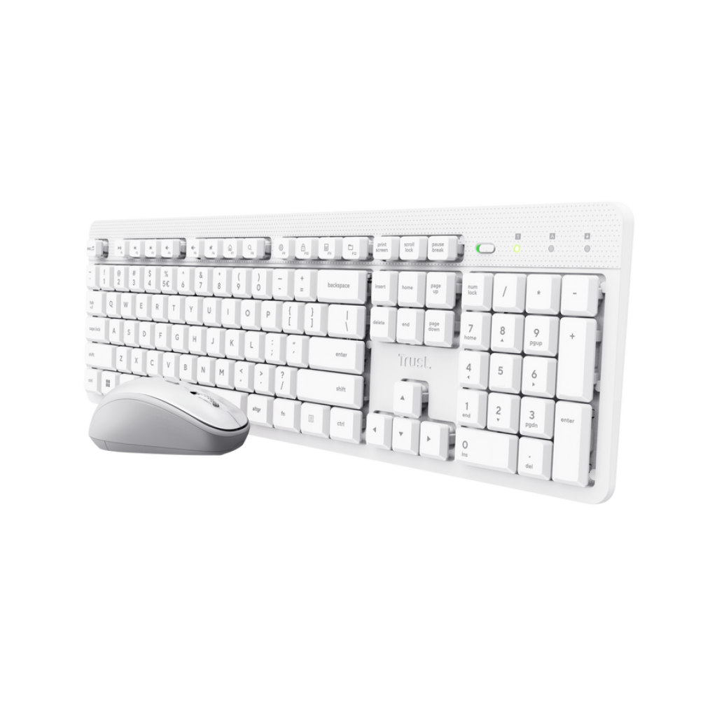 Trust Ody II Trådløst Tastatur og Mus – Hvid, Nordisk