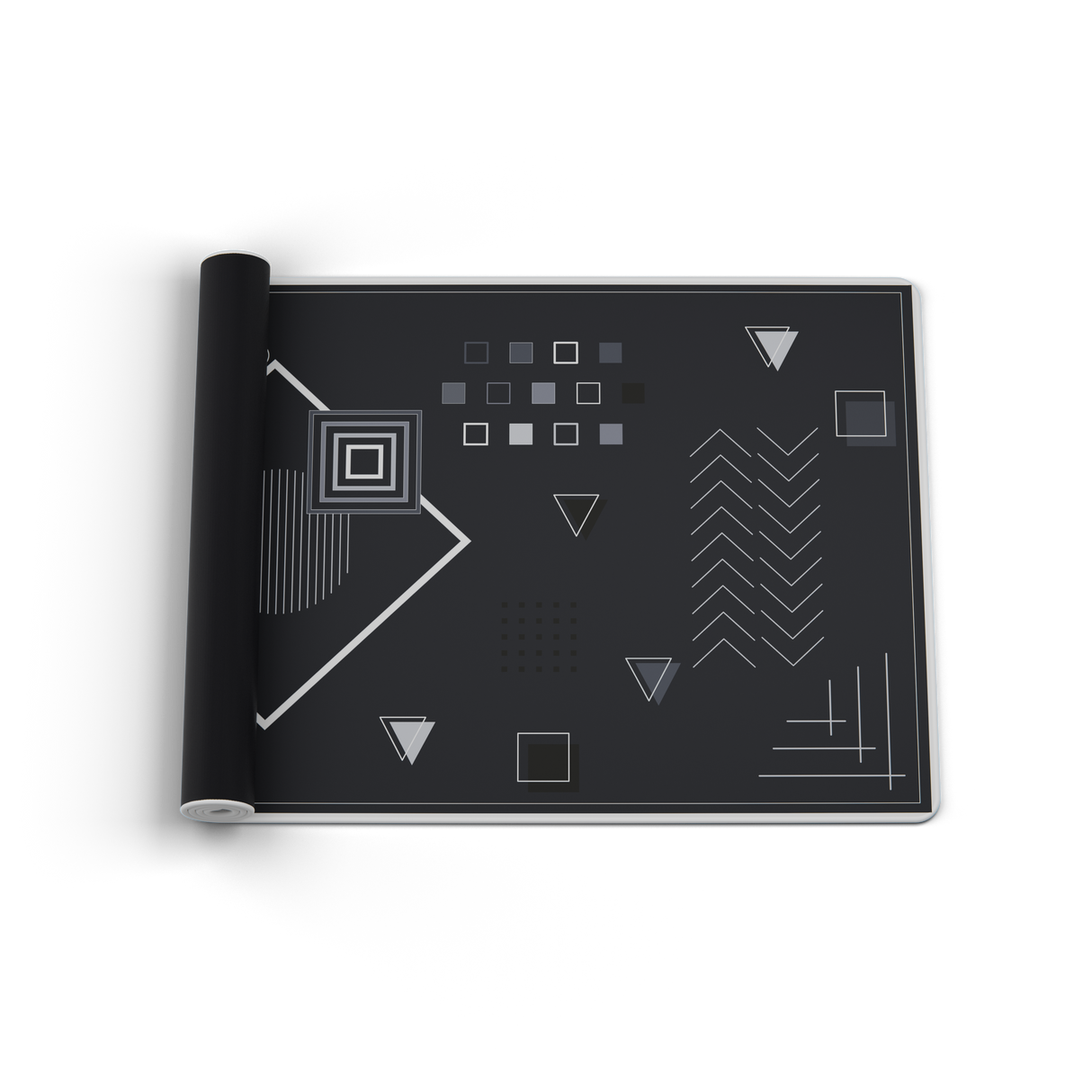 Mighty Setup – Geometrisches Glitch-Mauspad, schwarz, 90 x 40 cm