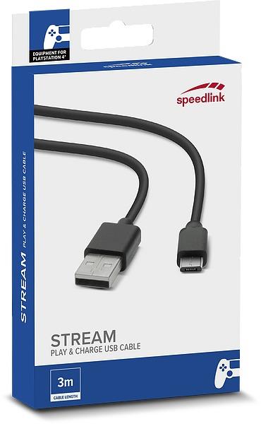 SpeedLink STREAM Play & Charge USB-Kabel – für PS4, schwarz