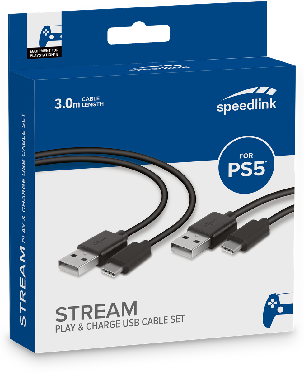 SpeedLink STREAM Play & Charge USB-C-Kabelset für PS5, schwarz