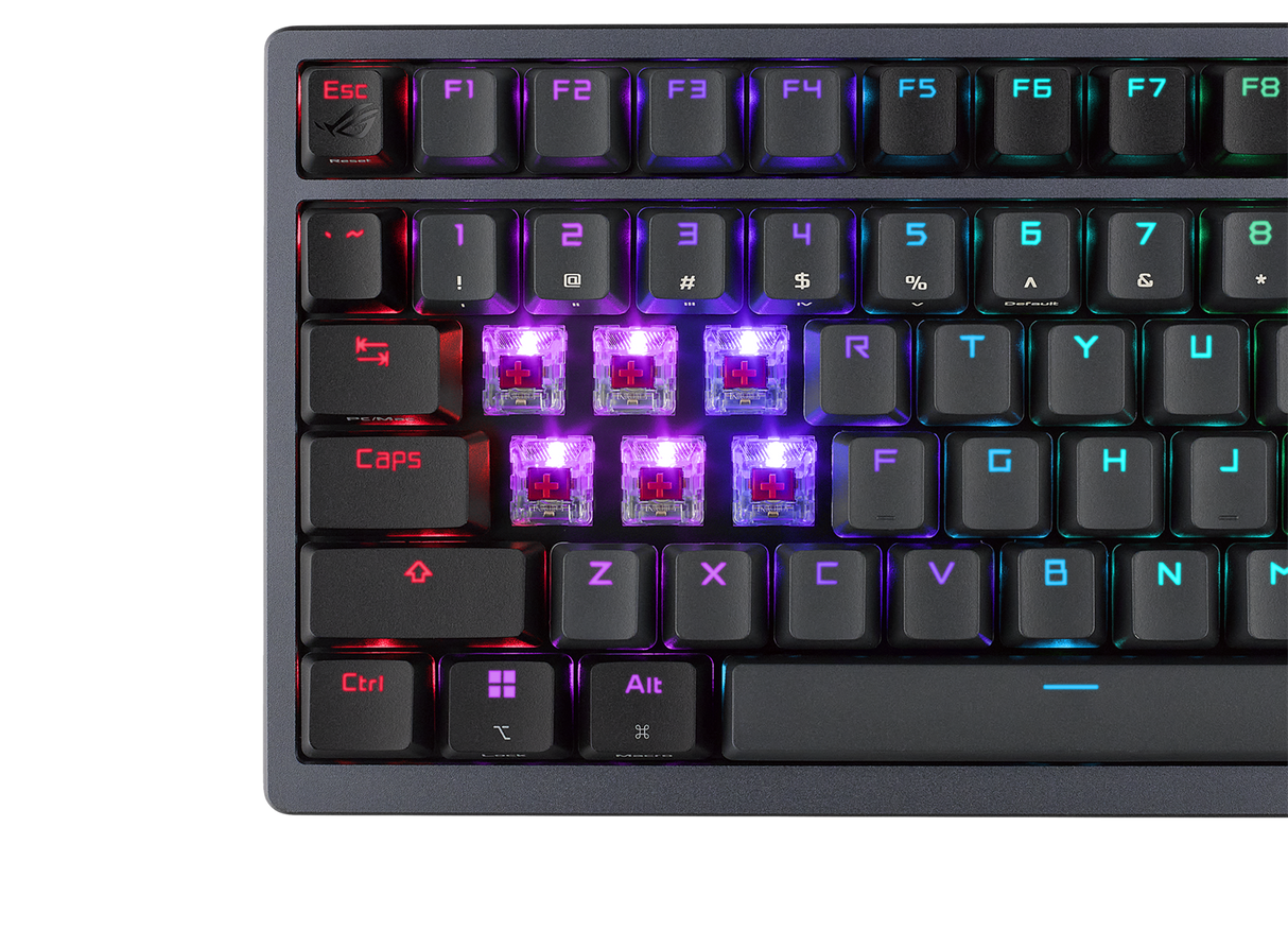 ASUS ROG AZOTH 75 % kabellose DIY-RGB-Gaming-Tastatur, rote NX-Schalter, OLED-Display, PBT-Taste