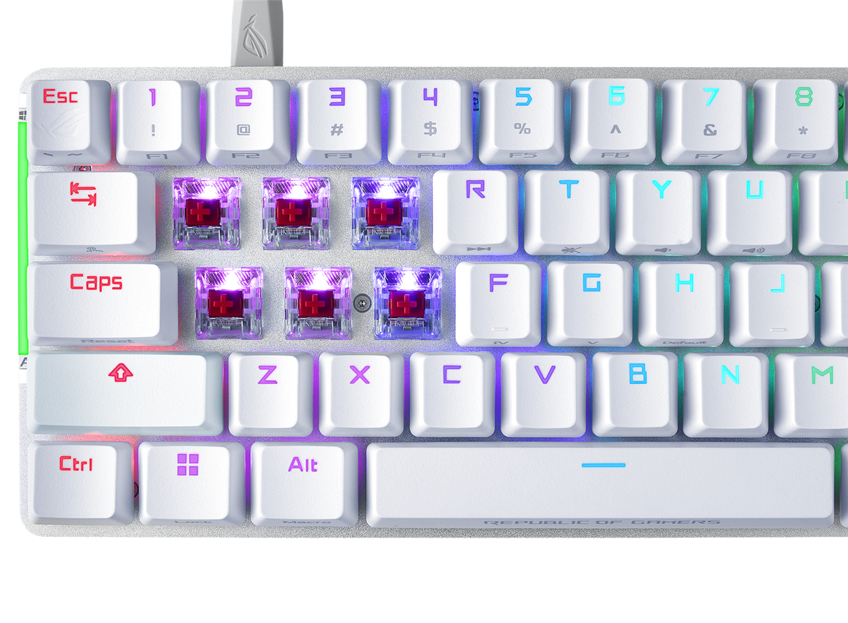 ASUS ROG FALCHION ACE 65 % weiße RGB-Kompakt-USB-C-Gaming-NXRD-Mechanische Tastatur PBT-Tastenkappen