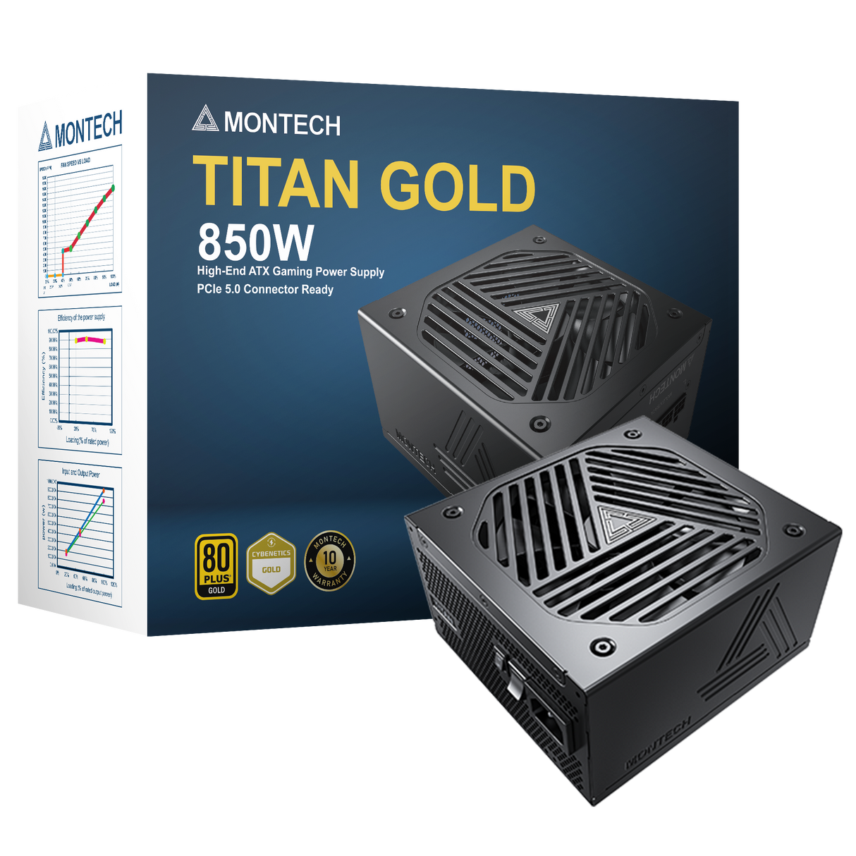 Montech Titan 850W – Vollmodular, 80+ Gold & Cybenetics Gold, ATX 3.0, 12VHPWR-Anschluss