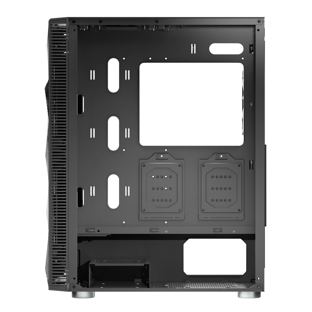Montech X3 Mesh Black – 3x 140 mm statische RGB-Lüfter + 3x 120 mm statische RGB-Lüfter, seitlich schwenkbares gehärtetes Glas