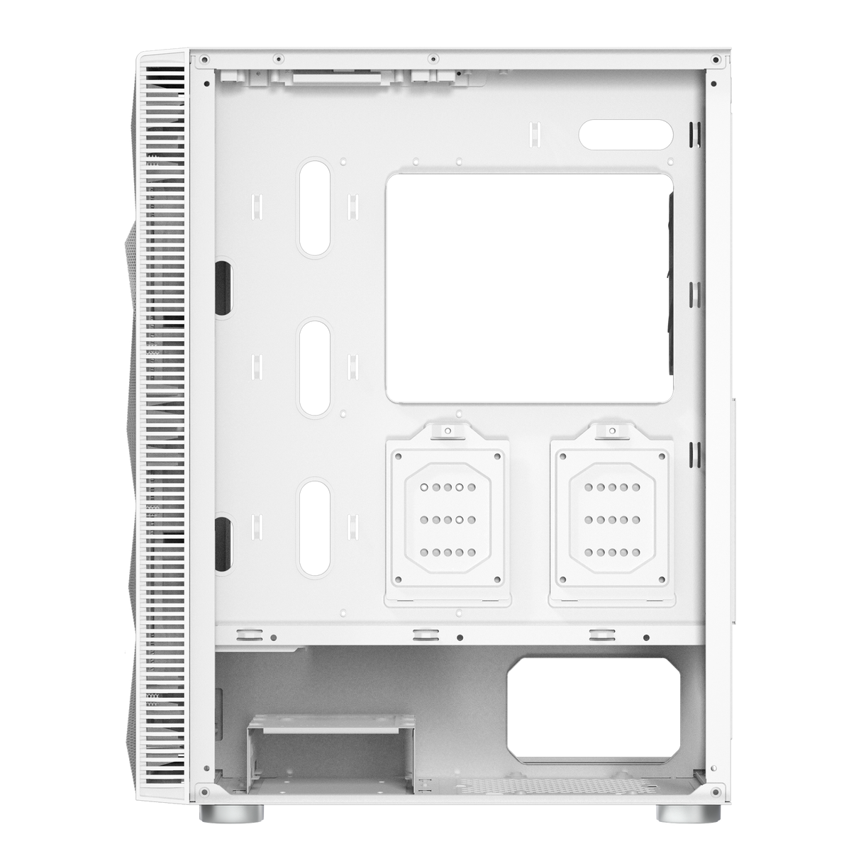 Montech X3 Mesh White – 3x 140 mm statische RGB-Lüfter + 3x 120 mm statische RGB-Lüfter, seitlich schwenkbares gehärtetes Glas