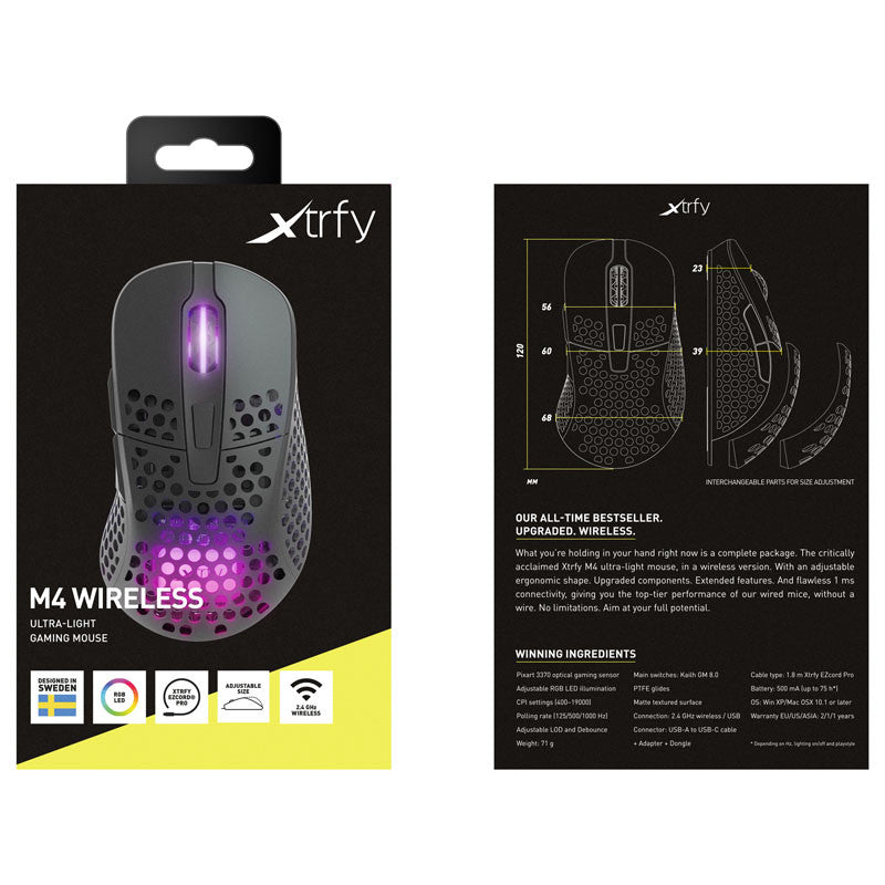 Xtrfy M4 Wireless RGB, Gaming Mouse, Black Xtrfy