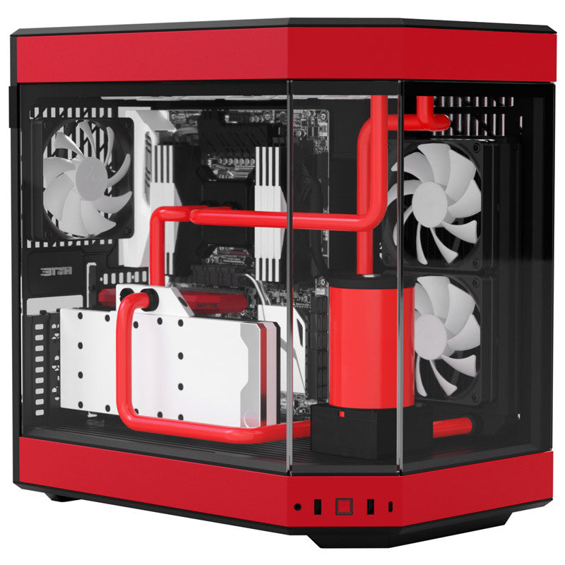 Hyte Y60 Midi Tower - Black/Red, PCI-e 4.0, Panoramic Glass View HYTE