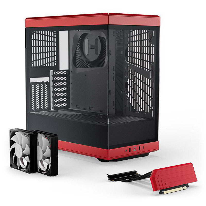 HYTE Y40 Red Miditower – Panorama-Glasschleier, inklusive PCIe 4.0-Riser-Kabel, 2 inklusive Lüfter