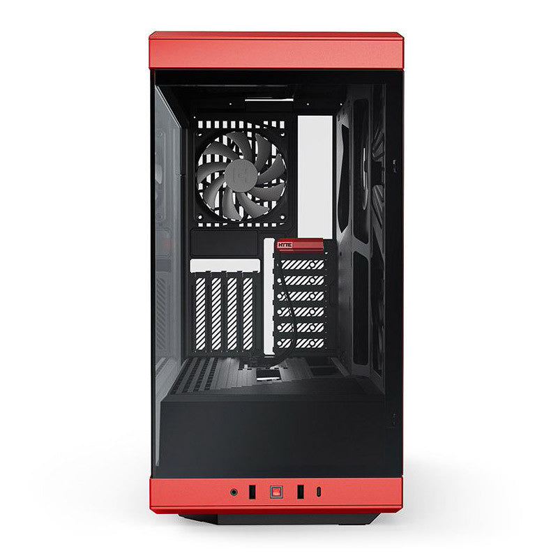 HYTE Y40 Red Miditower – Panorama-Glasschleier, inklusive PCIe 4.0-Riser-Kabel, 2 inklusive Lüfter