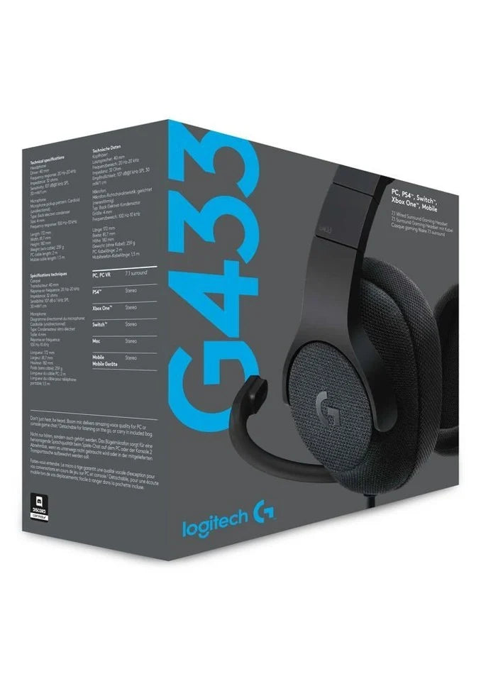 Logitech - G433 7.1 Surround Gaming Headset Sort Logitech