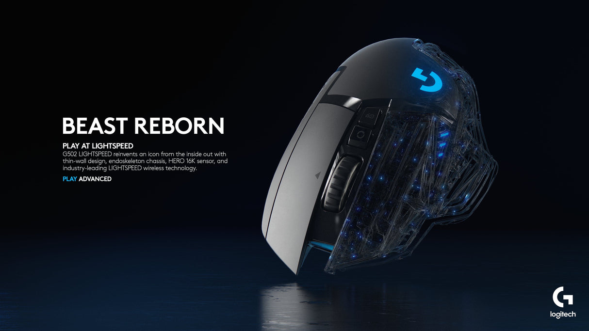 Logitech - G502 Trådløs Lightspeed Sort Gamer Mus Logitech