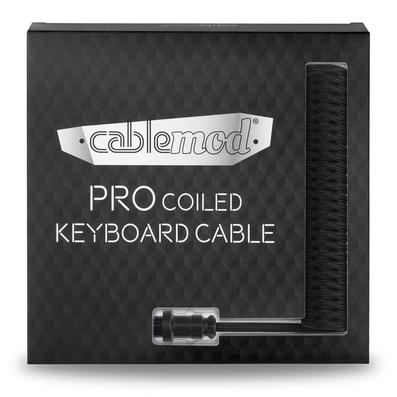 CableMod Pro Coiled Keyboard Cable USB A to USB Type C, Midnight Black - 150cm CableMod