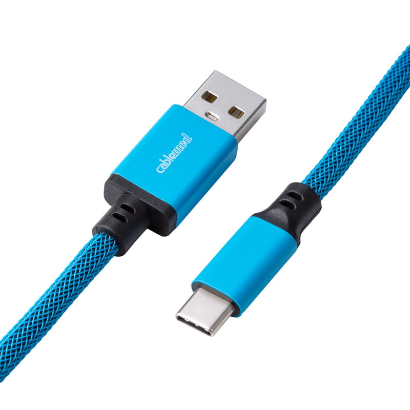 CableMod Pro Coiled Keyboard Cable USB A to USB Type C, Spectrum Blue - 150cm CableMod